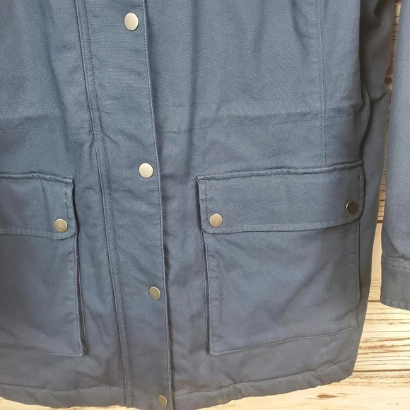 Duluth Womens XXL Navy Blue Fleece Lined Canvas Thick Chore Field Hooded Coat - Picture 6 of 15